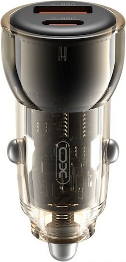 XO CC60 Φορτιστής Αυτοκινήτου 60W 3A με Θύρες: 1xUSB 1xType-C Μαύρο