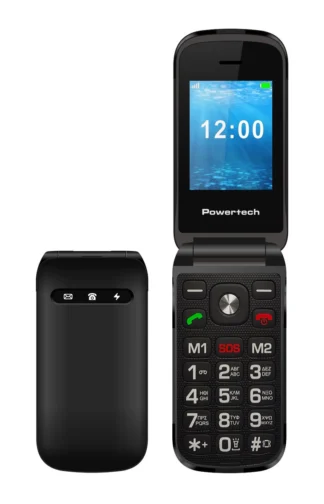 POWERTECH Κινητό Τηλέφωνο Milly Flip V2 2.4" Μαύρο