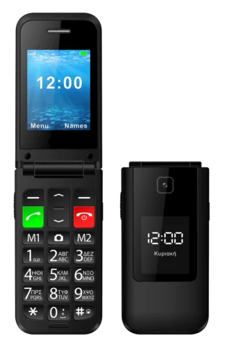 POWERTECH Κινητό Τηλέφωνο Sentry Dual II V2 2 Οθόνες Μαύρο